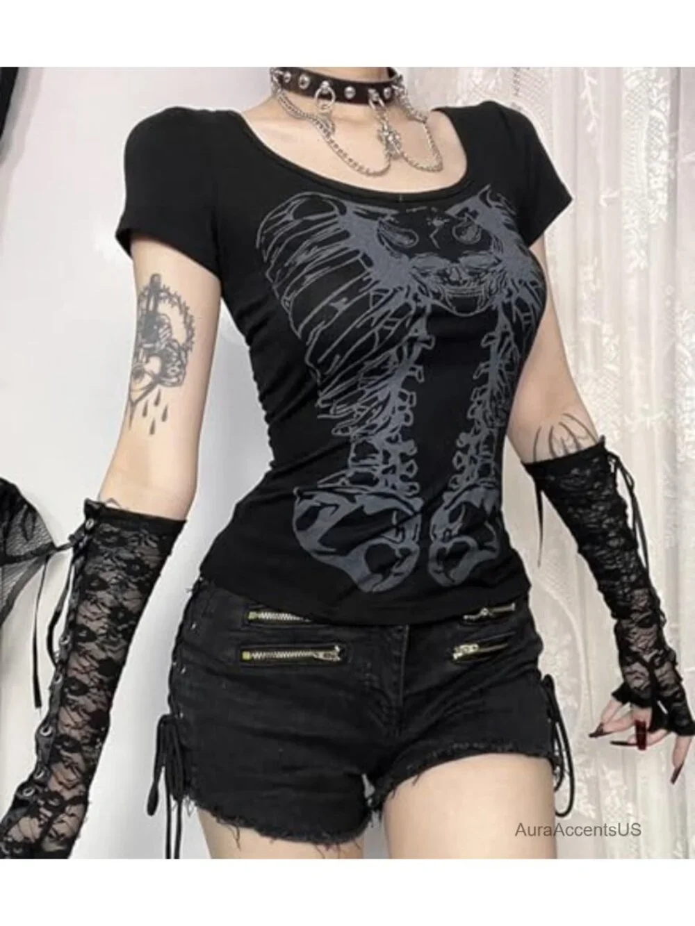 Fingerless Lace Gloves Elbow Length Arm Warmers Punk Goth Cosplay Accessories